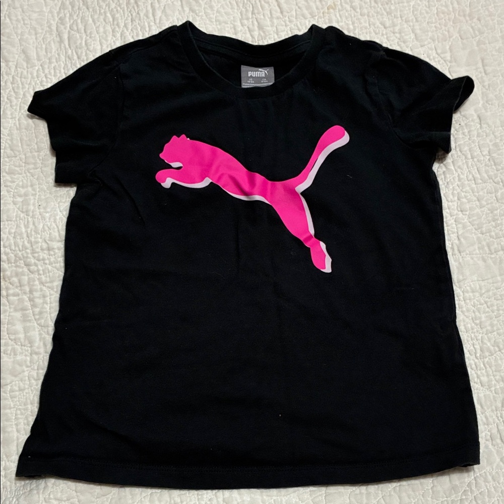 Puma Kids Black and Pink T-Shirt, XS